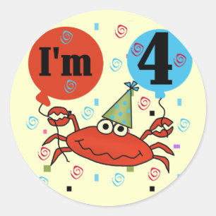 Sticker Rond Crabe 4e anniversaire Tshirts et cadeaux