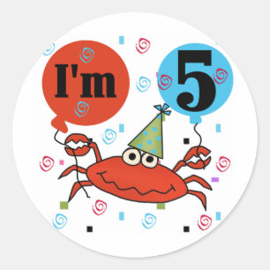 Sticker Rond Crabe 5e anniversaire Tshirts et cadeaux