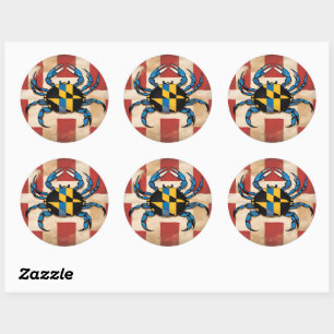 Sticker Rond Crabe bleu du Maryland