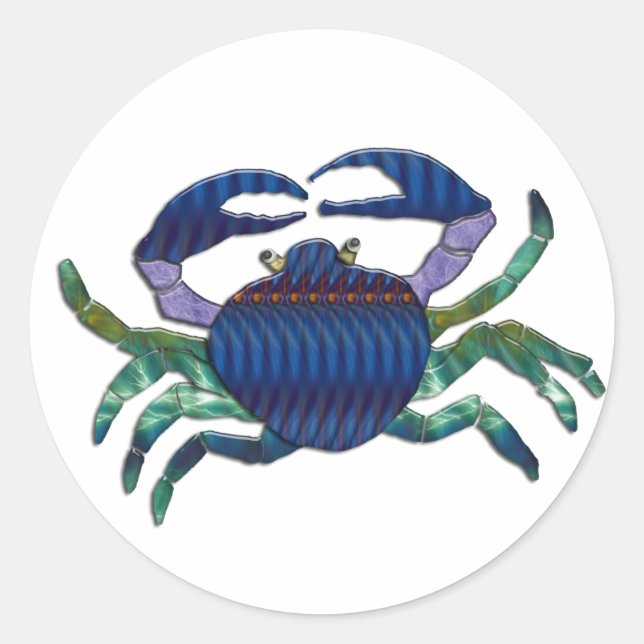 Sticker Rond Crabe bleu émaillé (Devant)
