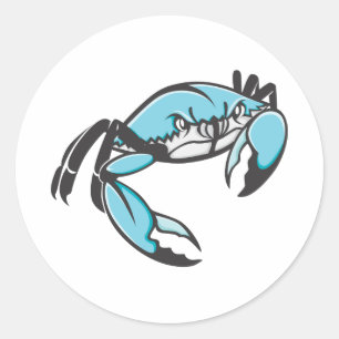 Sticker Rond Crabe bleu grave en noir et blanc