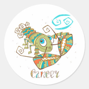 Sticker Rond Crabe cancéreuse mignonne