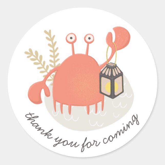 Sticker Rond Crabe de mer. Anniversaires de enfants nautiques m (Devant)