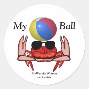 Sticker Rond Crabe de plage, My Ball, MeWarriorWoman sur Twitch
