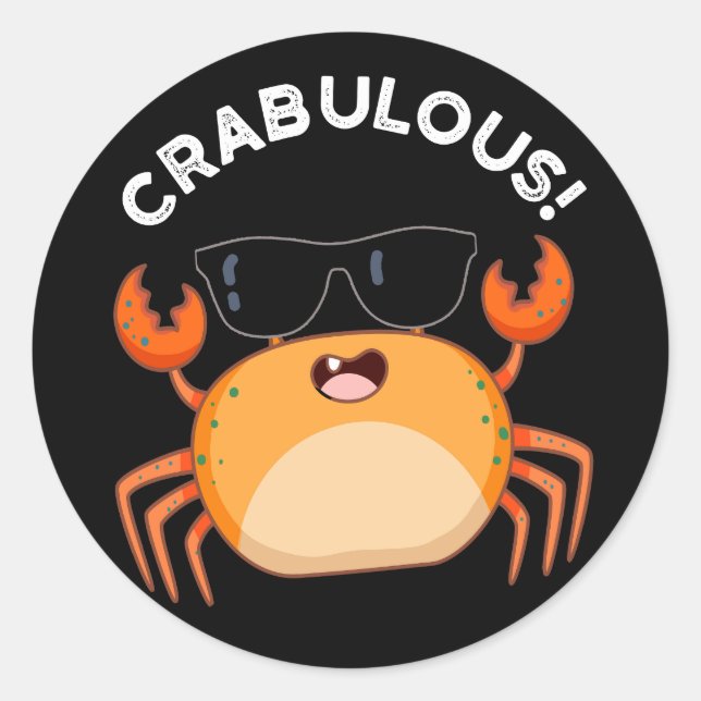 Sticker Rond Crabe Funny Crabe Pun Dark BG (Devant)