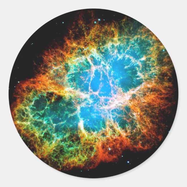 Sticker Rond Crabe Nebula Supernova Resnant Hubble Photo de l'e (Devant)