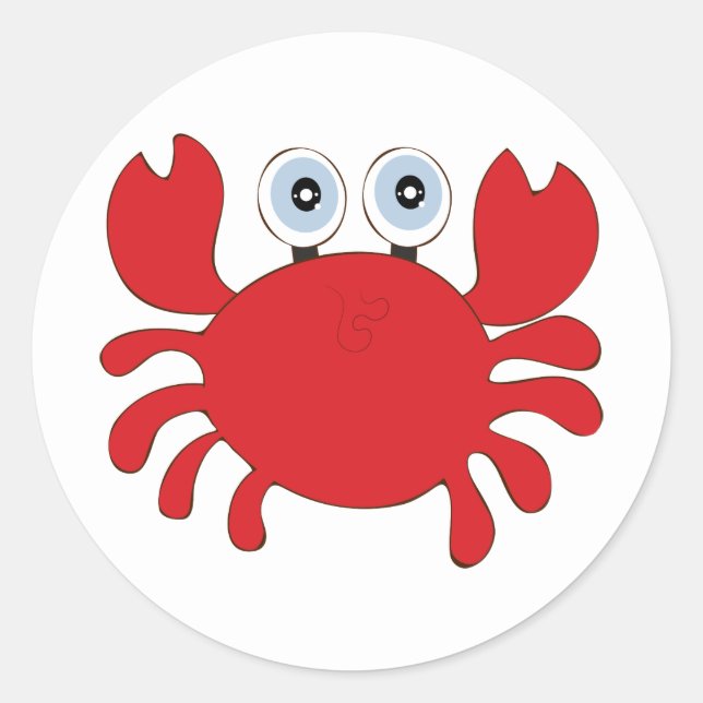 Sticker Rond Crabe rouge Cute Animaux de dessin (Devant)