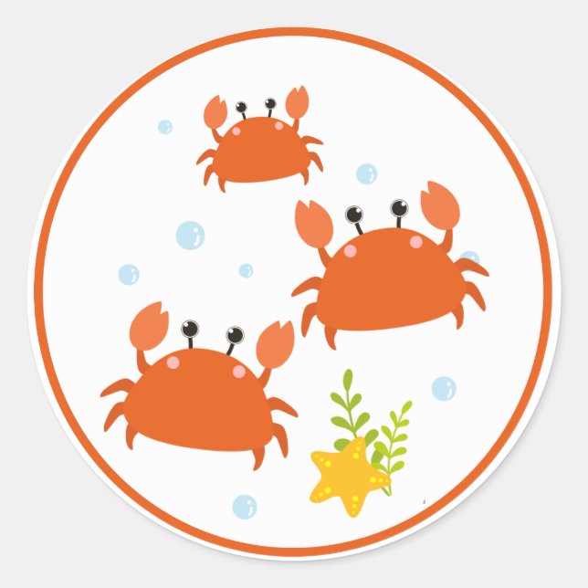 Sticker Rond Crabes à vie marine mignonnes Scrapbooking (Devant)
