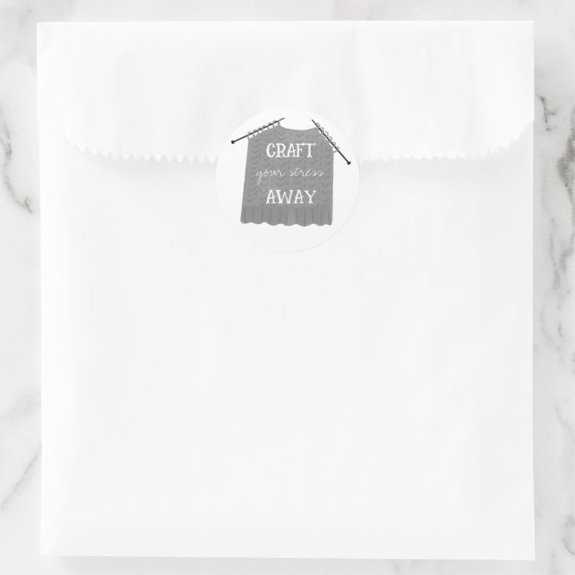 Sticker Rond Craft your stress Away Knitting Needles (Sac)