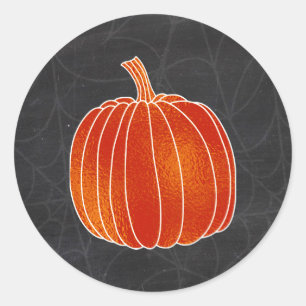 Sticker Rond Craie Orange Brillante Toile D'araignée De Citroui