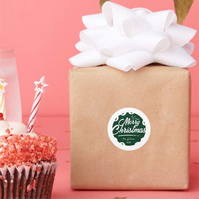 Sticker Rond craie verte Joyeux Noël (Fête)