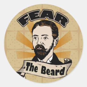 Sticker Rond Craignez la barbe, la moustache drôle