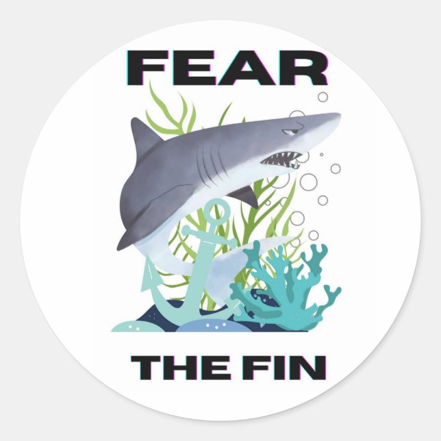 Sticker Rond craignez le requin commun (Devant)