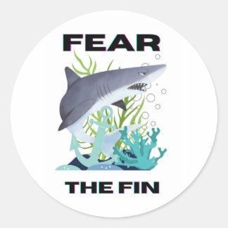 Sticker Rond craignez le requin commun
