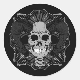 Sticker Rond Crâne