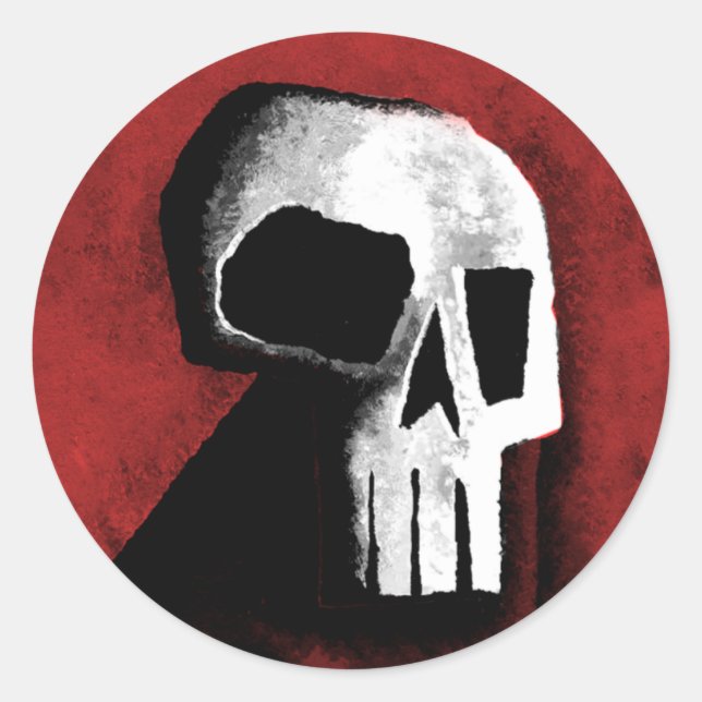 Sticker Rond Crâne 15-Rouge (Devant)