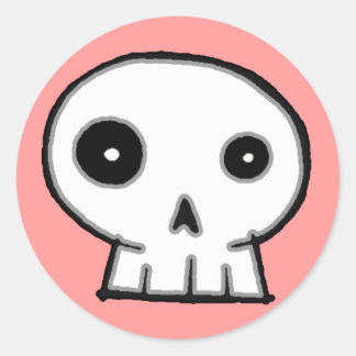 Sticker Rond Crâne 9 rose