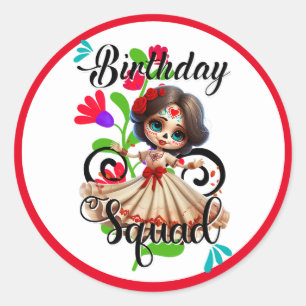 Sticker Rond Crâne à sucre cuite Anniversaire