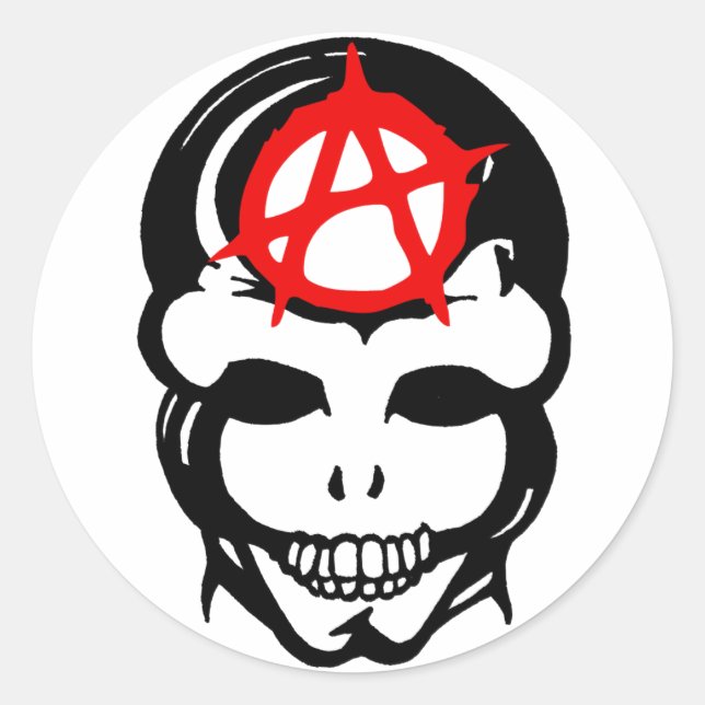 Sticker Rond Crâne anarchique 3 (Devant)
