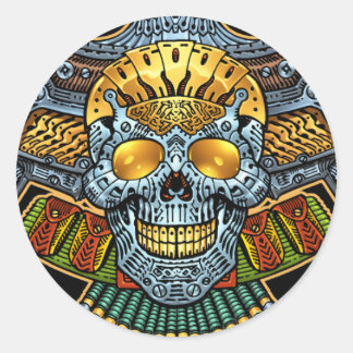 Sticker Rond Crâne aux armes et balles par Al Rio