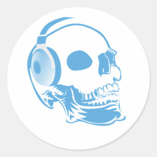 Sticker Rond Crâne avec casque