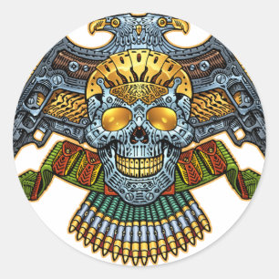 Sticker Rond Crâne avec des armes à feu et des balles par Al