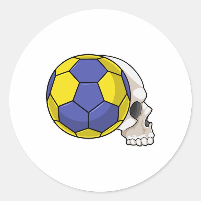 Sticker Rond Crâne avec Handball Sports (Devant)