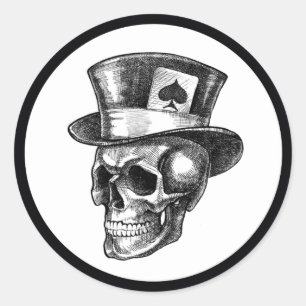 Sticker Rond Crâne avec Tophat