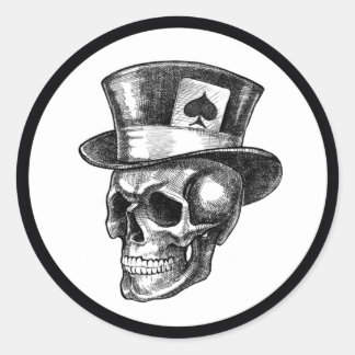 Sticker Rond Crâne avec Tophat