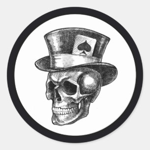Sticker Rond Crâne avec Tophat