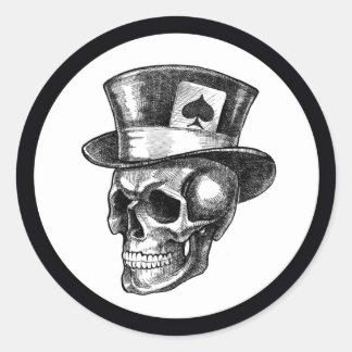 Sticker Rond Crâne avec Tophat