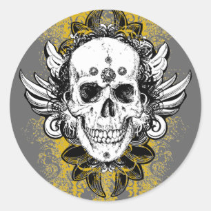 Sticker Rond Crâne aztèque