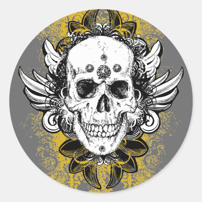 Sticker Rond Crâne aztèque (Devant)