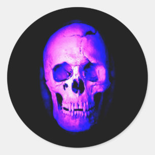 Sticker Rond Crâne bleu
