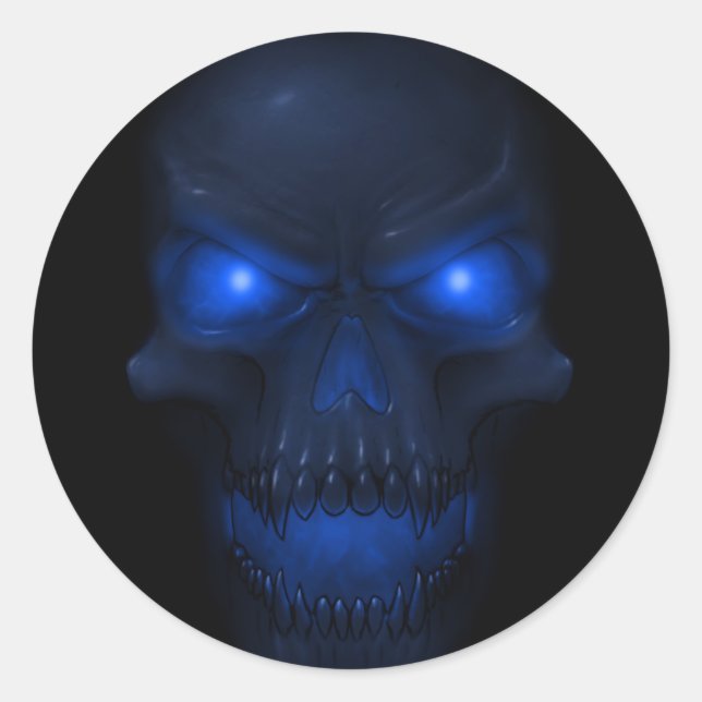 Sticker Rond Crâne bleu brillant (Devant)