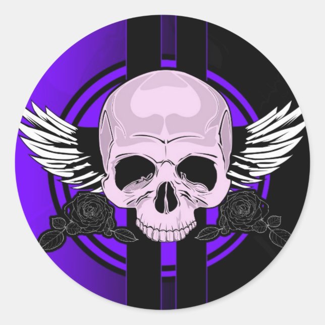 Sticker Rond Crâne d'aile - PURPLE (Devant)