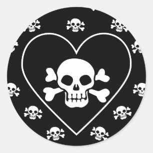 Sticker Rond Crâne dans le coeur