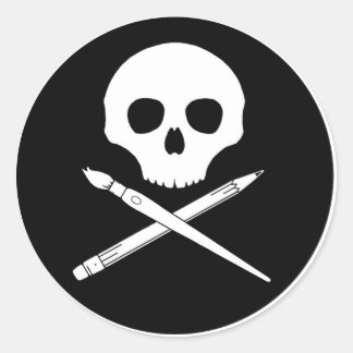 Sticker Rond Crâne d'art