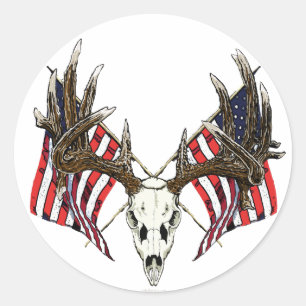 Sticker Rond Crâne de cerf blanc 1