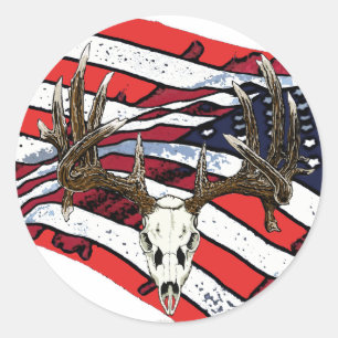 Sticker Rond Crâne de cerf blanc 1