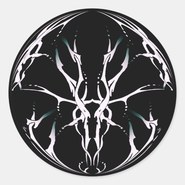 Sticker Rond Crâne de cerf conception Tribal pour chasseurs de  (Devant)
