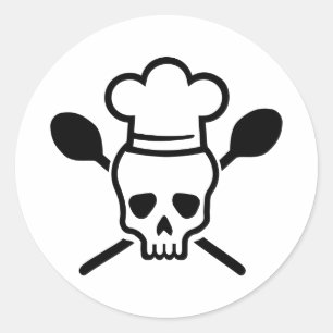 Sticker Rond Crâne de chef de cuisinier