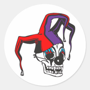Sticker Rond crâne de clown bouffon maléfique