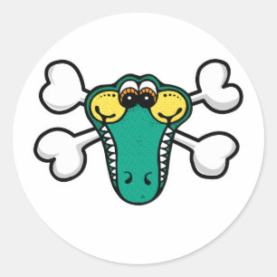 Sticker Rond Crâne de crocodile et os croisés