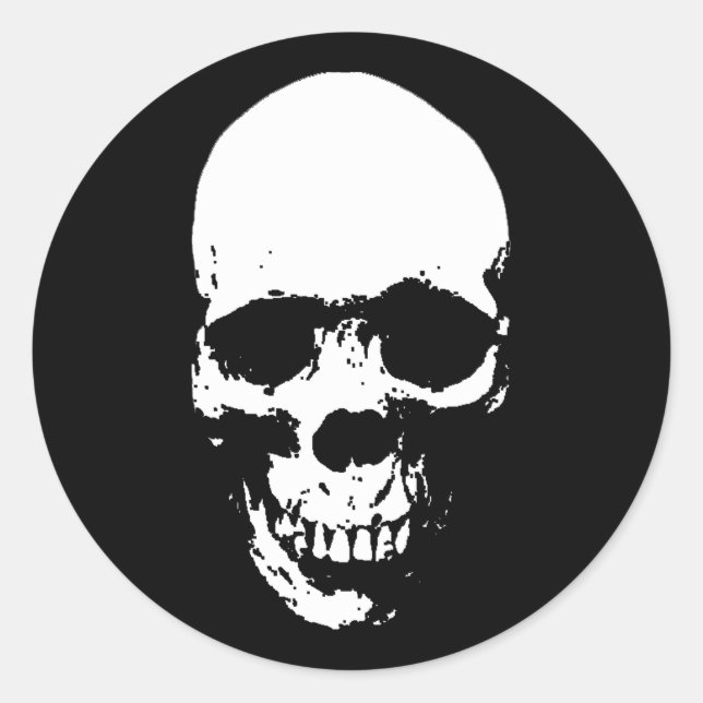 Sticker Rond Crâne de la faucheuse blanche (Devant)