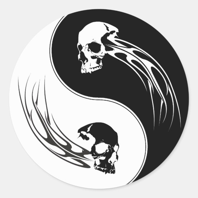 Sticker Rond Crâne de la tribu Yin Yang (Devant)