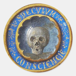 Sticker Rond Crâne de manuscrit médiéval tardif