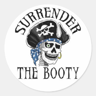 Sticker Rond Crâne de pirate aux yeux et os croisés