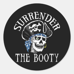 Sticker Rond Crâne de pirate aux yeux et os croisés