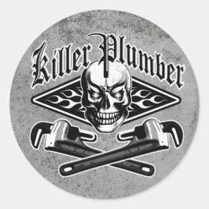 Sticker Rond Crâne de plomberie : plombier tueur 3.1